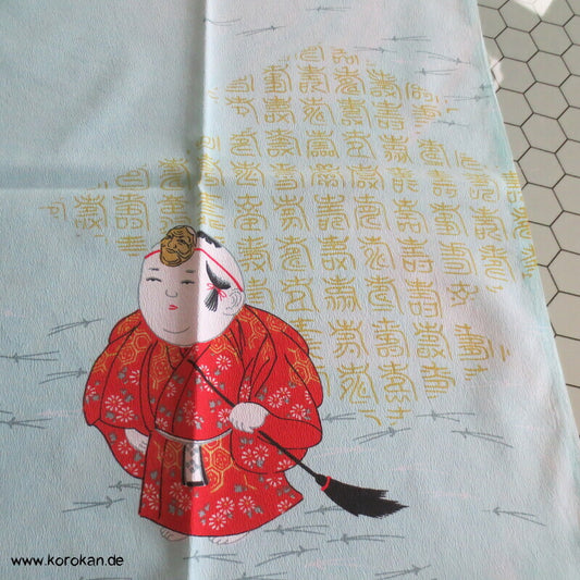 Furoshiki Gosho Dolls mit Masken vor Kanji