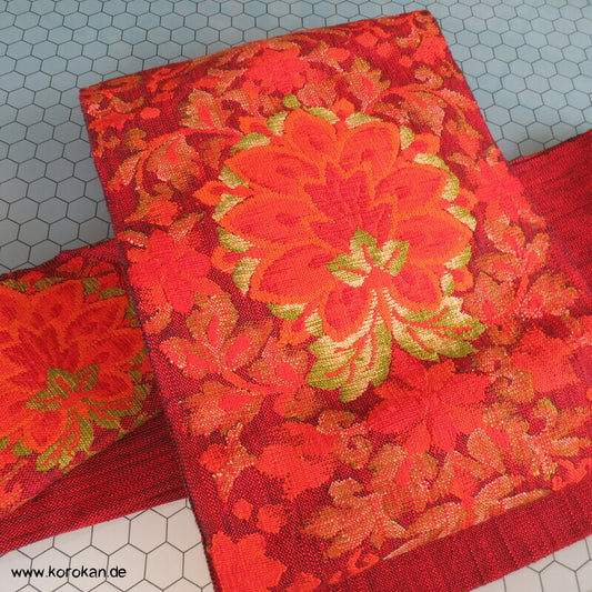 Granatapfel grobgewebte Mawata Tsumugi Seiden Nagoya Obi