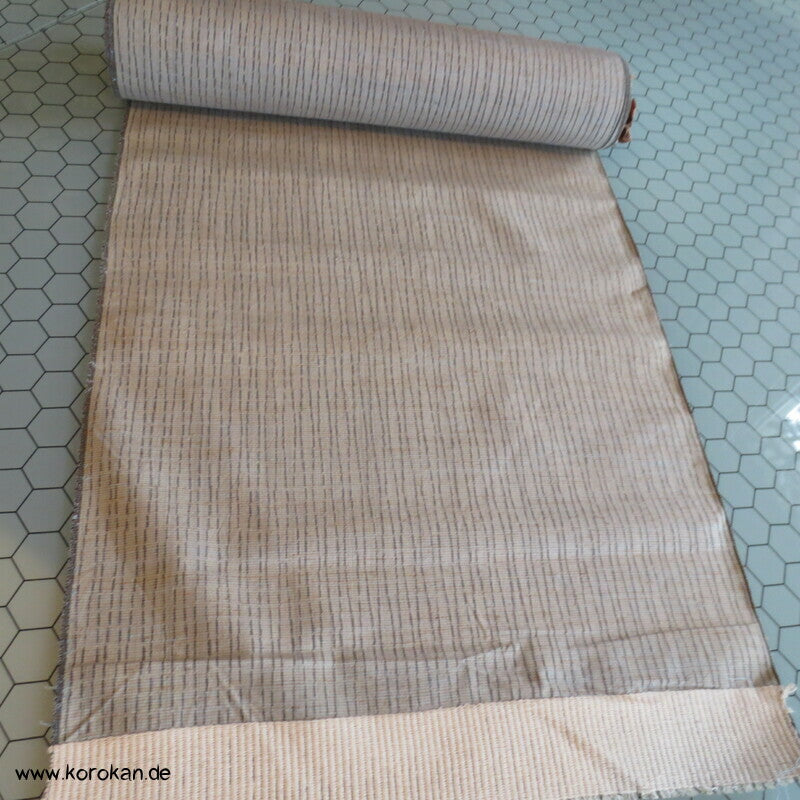 Tanmono Kimono Stoffrolle Tsumugi Seide Kasuri Tatewaku beige grau