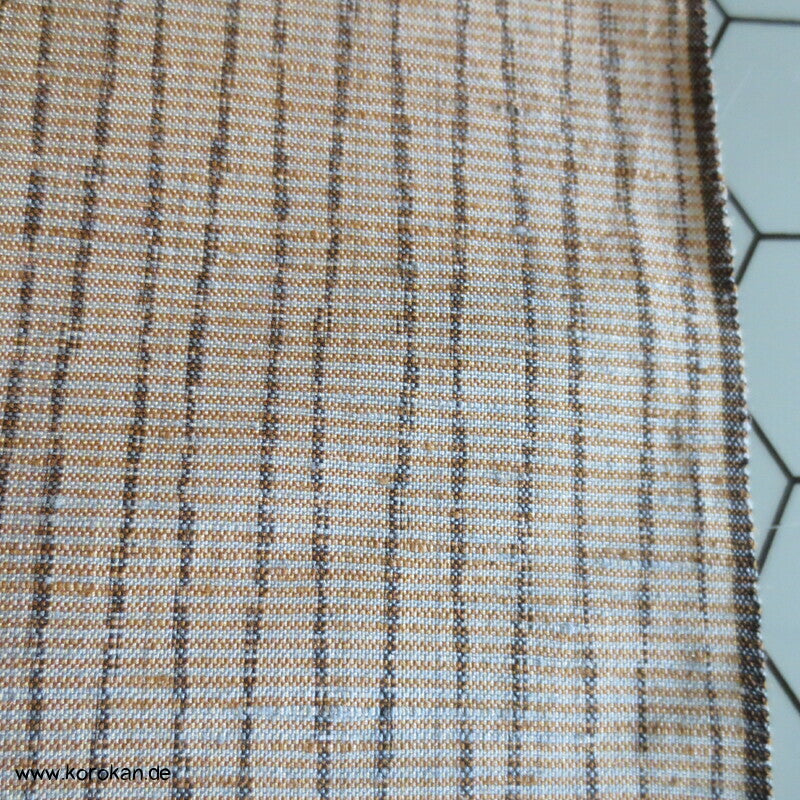 Tanmono Kimono Stoffrolle Tsumugi Seide Kasuri Tatewaku beige grau