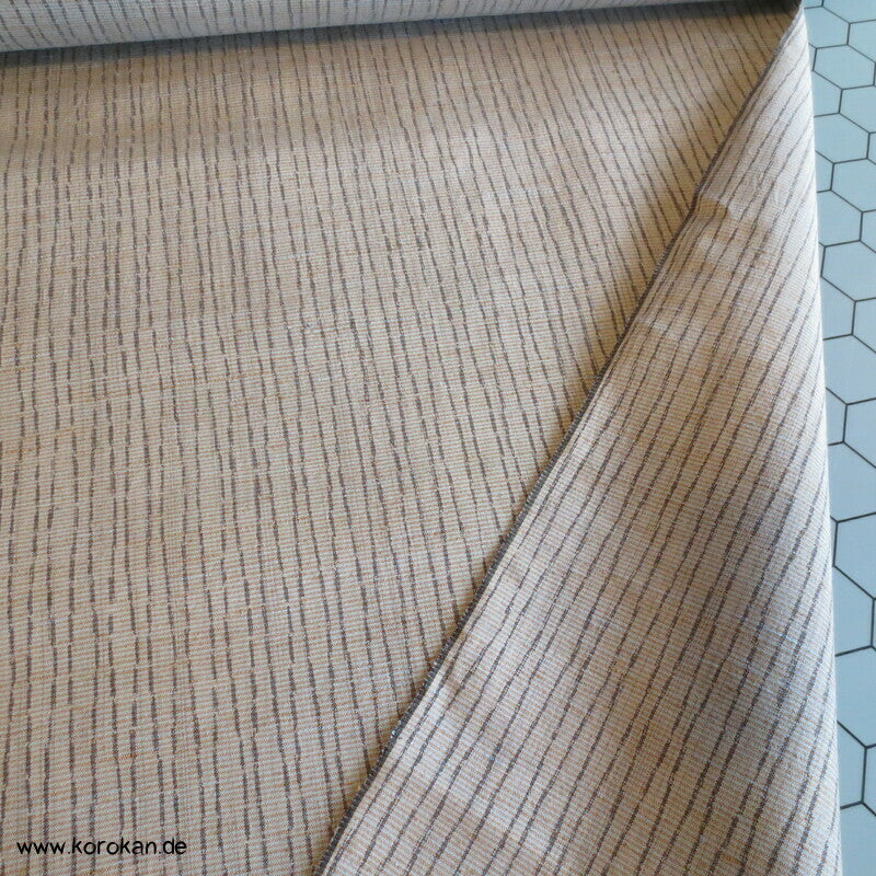 Tanmono Kimono Stoffrolle Tsumugi Seide Kasuri Tatewaku beige grau