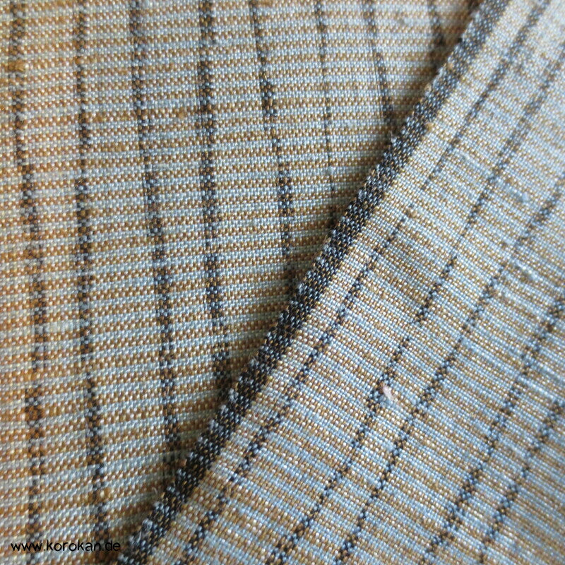Tanmono Kimono Stoffrolle Tsumugi Seide Kasuri Tatewaku beige grau