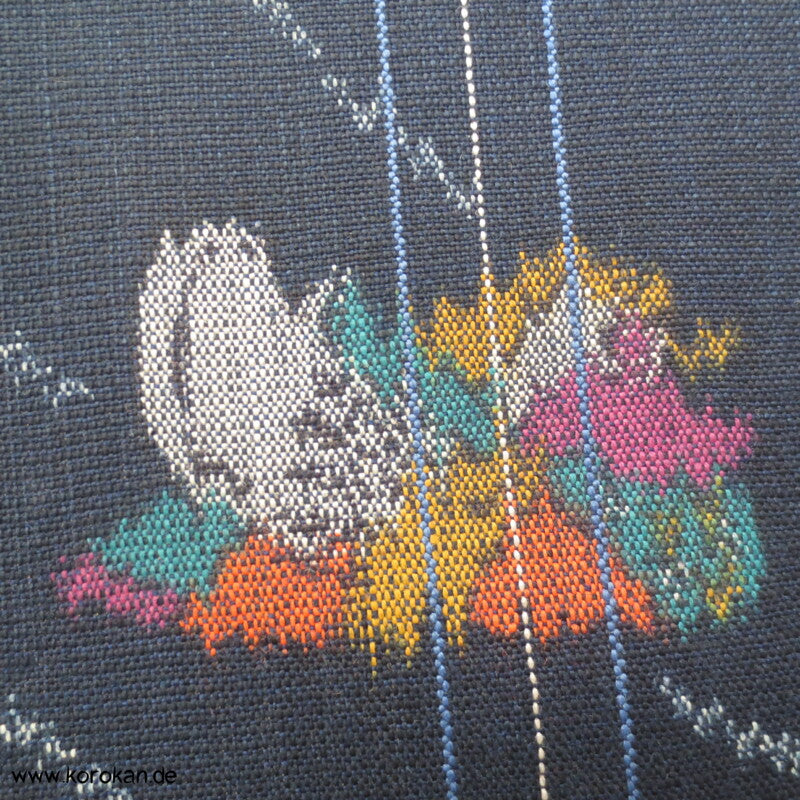 Mandarinenten, Schmetterlinge Kasuri Kimono Wolle Tanmono