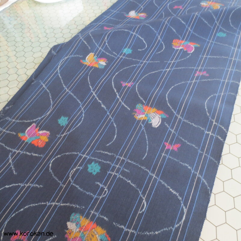 Mandarinenten, Schmetterlinge Kasuri Kimono Wolle Tanmono