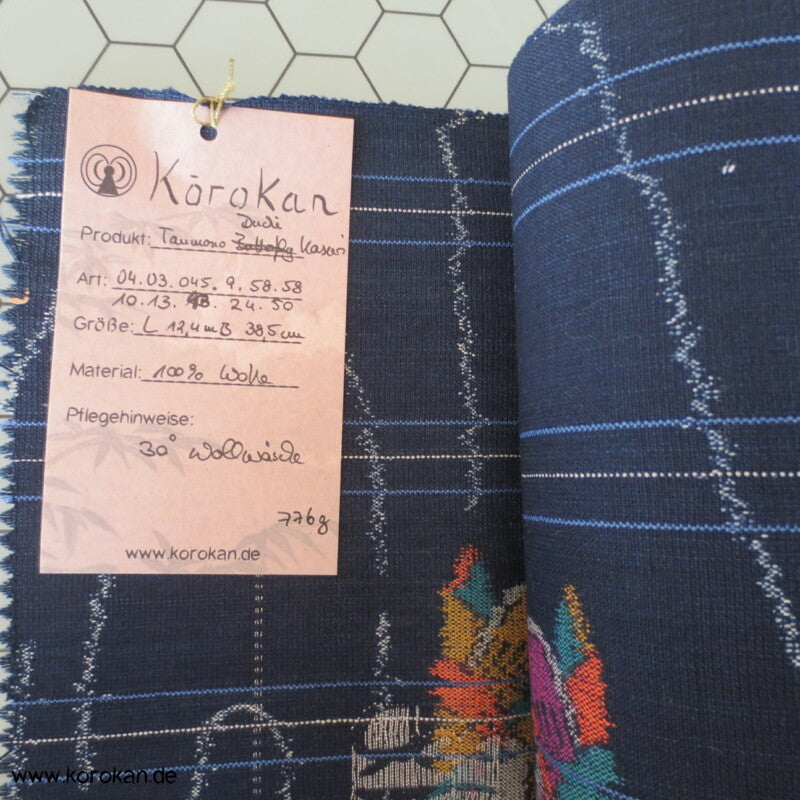 Mandarinenten, Schmetterlinge Kasuri Kimono Wolle Tanmono