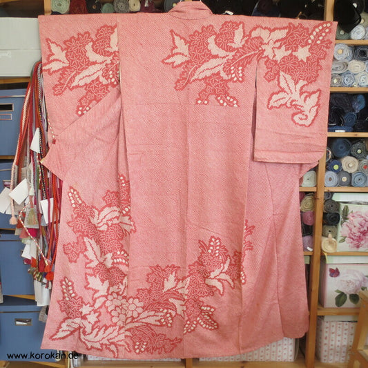 Homongi Seiden Kimono, Full Shibori Paulownia in altrosa