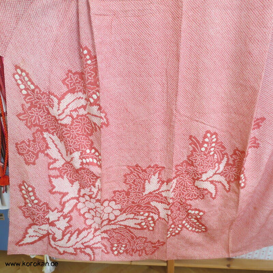 Homongi Seiden Kimono, Full Shibori Paulownia in altrosa