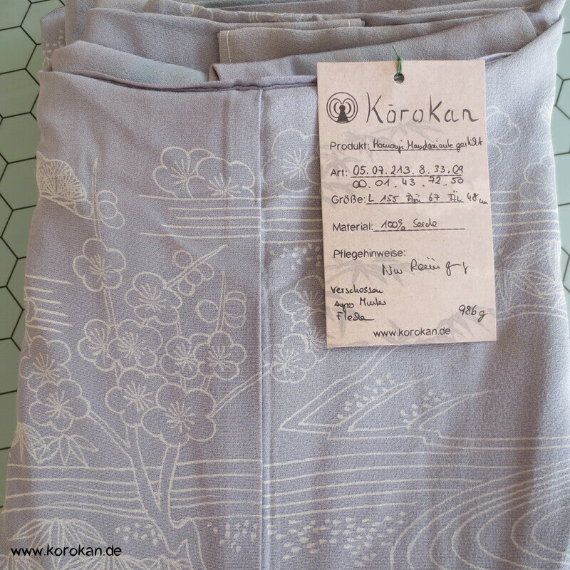 gestickte Mandarinenten auf blaugrau Homongi Kimono