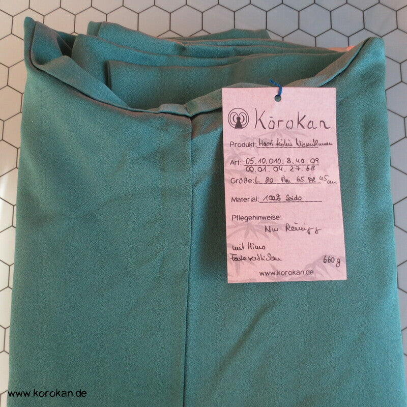 handgemalten Wiesenblumen auf türkis Seiden Haori Kimono Jacke, mit Himo