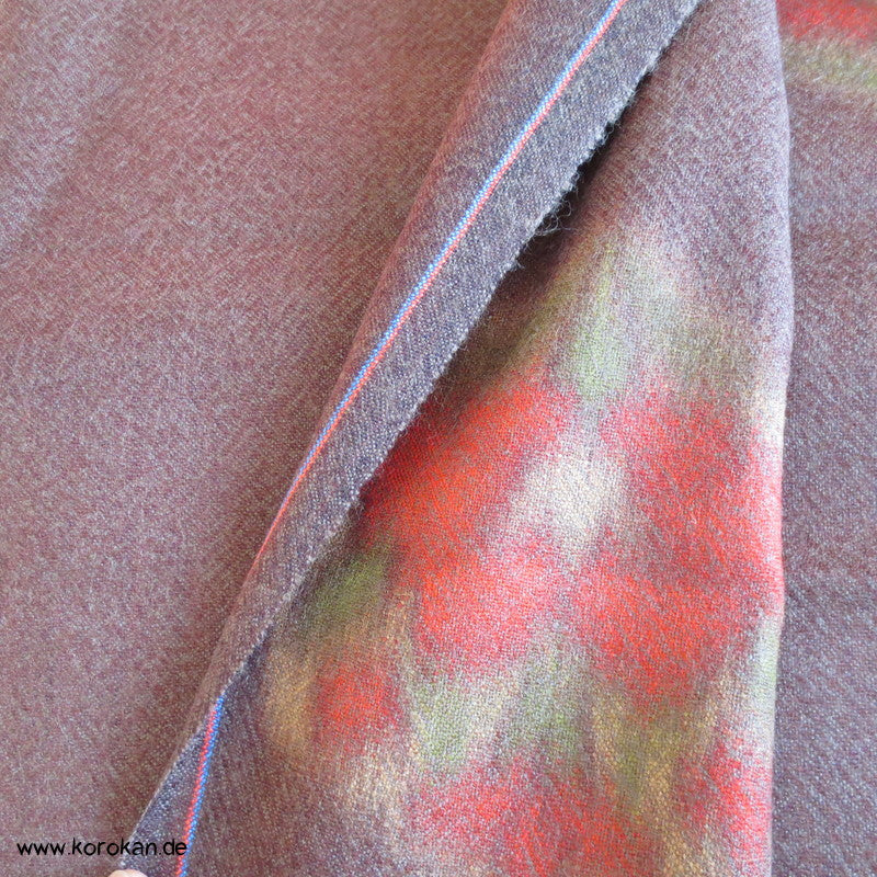 Kikko Muster rot in braun Kimono Wollflanell, doppelte Breite