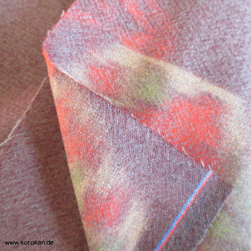 Kikko Muster rot in braun Kimono Wollflanell, doppelte Breite