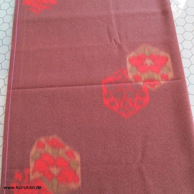 Kikko Muster rot in braun Kimono Wollflanell, doppelte Breite
