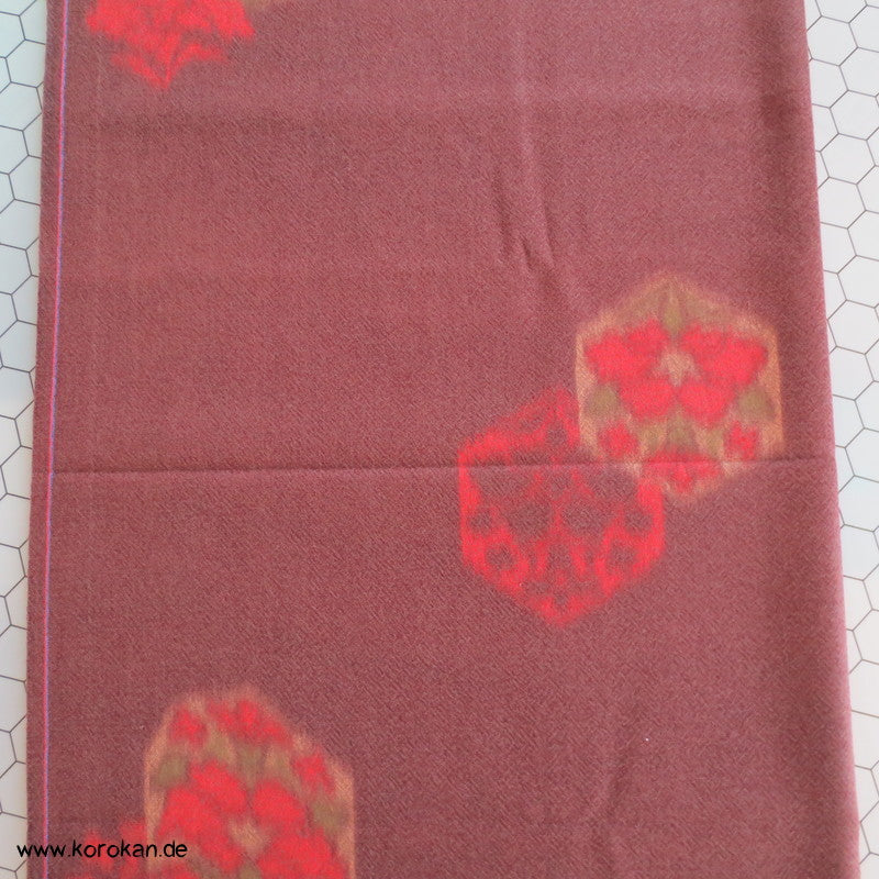 Kikko Muster rot in braun Kimono Wollflanell, doppelte Breite