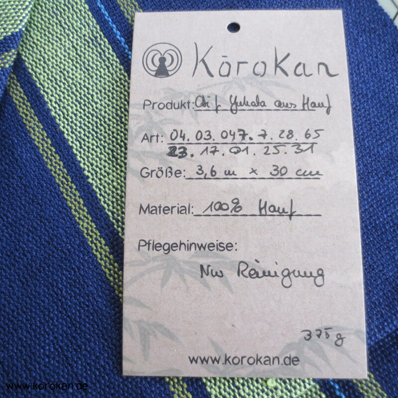 Streifen (Heko) Obi aus grob gewebtem Asa - Hanf