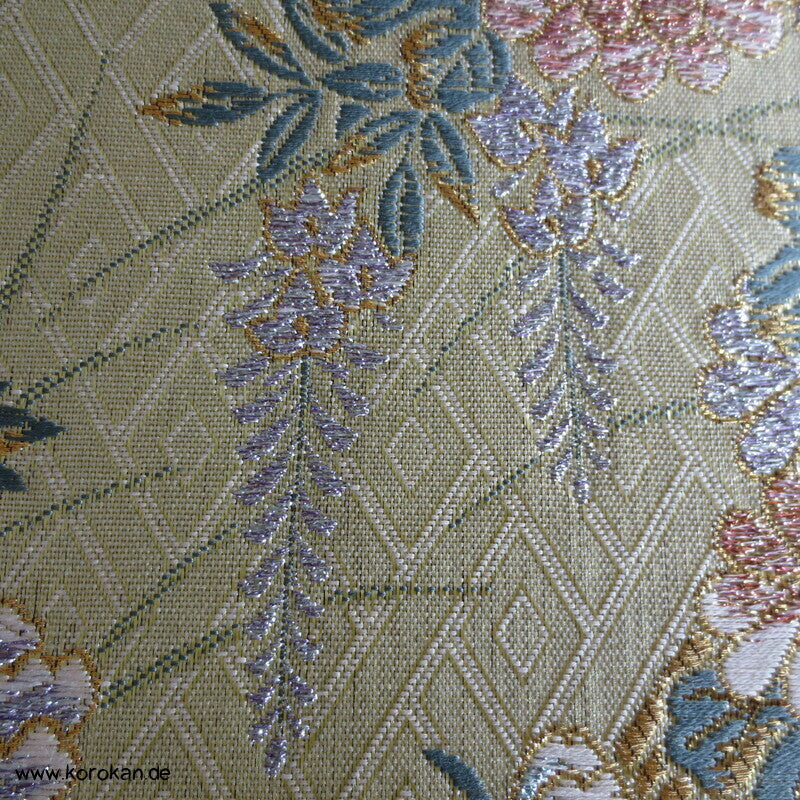 Päonien, Blüten Fukuro Obi Seidenbrokat Kimonogürtel, neu