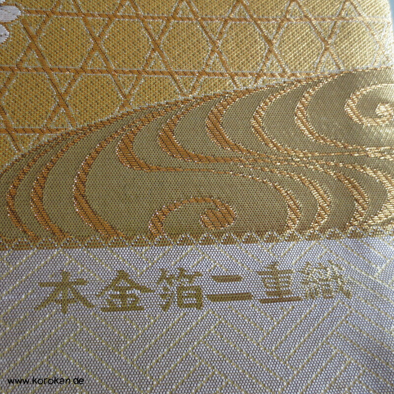 Päonien, Blüten Fukuro Obi Seidenbrokat Kimonogürtel, neu