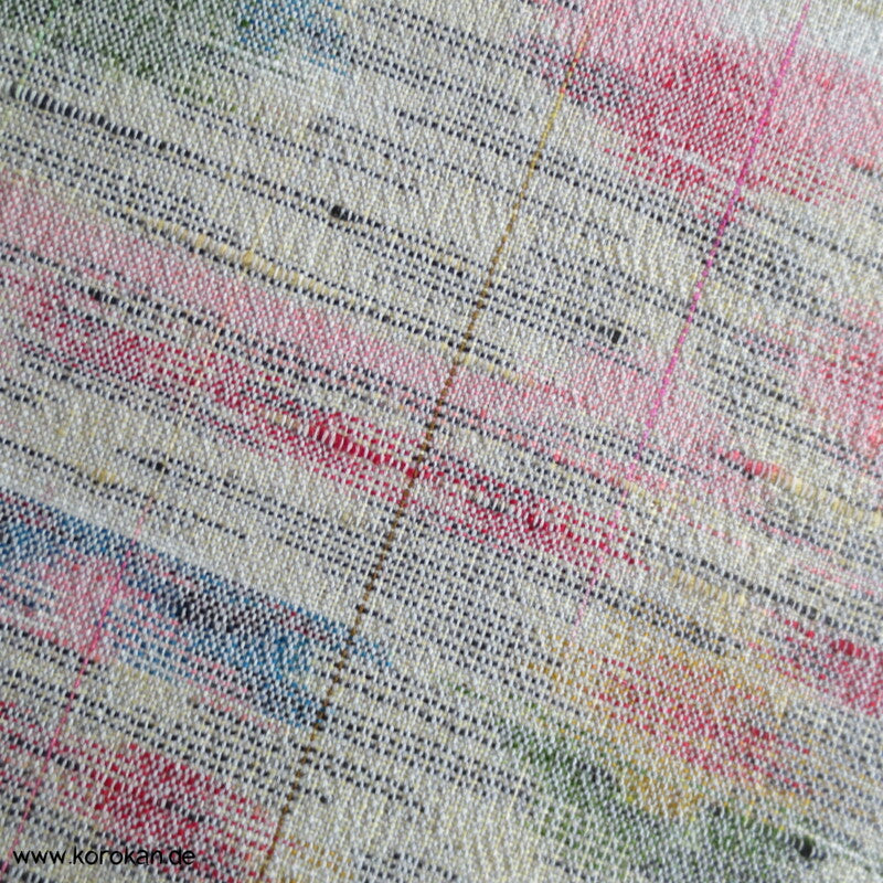 pastellbunte Blüten Kasuri handgewebter Woll Tsumugi