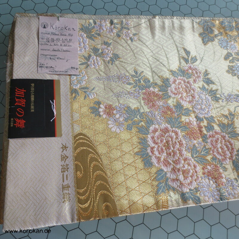 Päonien, Blüten Fukuro Obi Seidenbrokat Kimonogürtel, neu