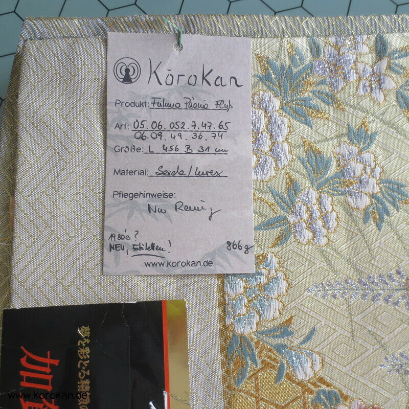 Päonien, Blüten Fukuro Obi Seidenbrokat Kimonogürtel, neu
