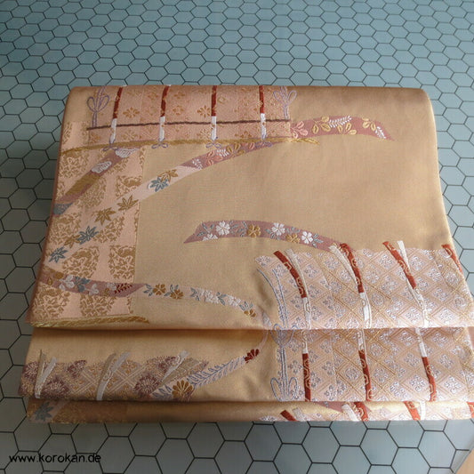 Kicho Brokat Vorhänge Fukuro Obi Seidenbrokat Kimonogürtel