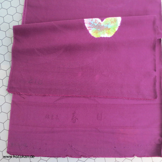 Shibori Schmetterlinge regenbogenbunt in violett Kimono Seidendamast