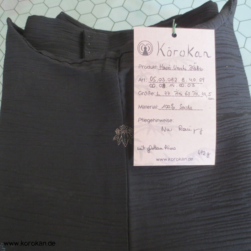 japanische Haori Kimono Jacke schwarzer Seidenbrokat Urushi Blätter