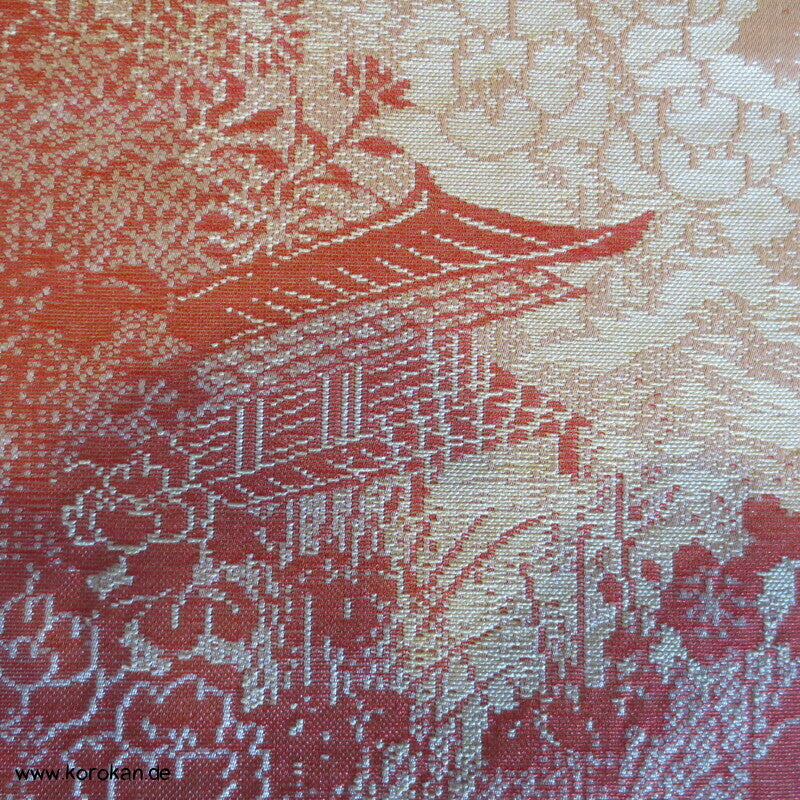 rosa Gartenlandschaft Hitoe Fein Jacquard Kimono