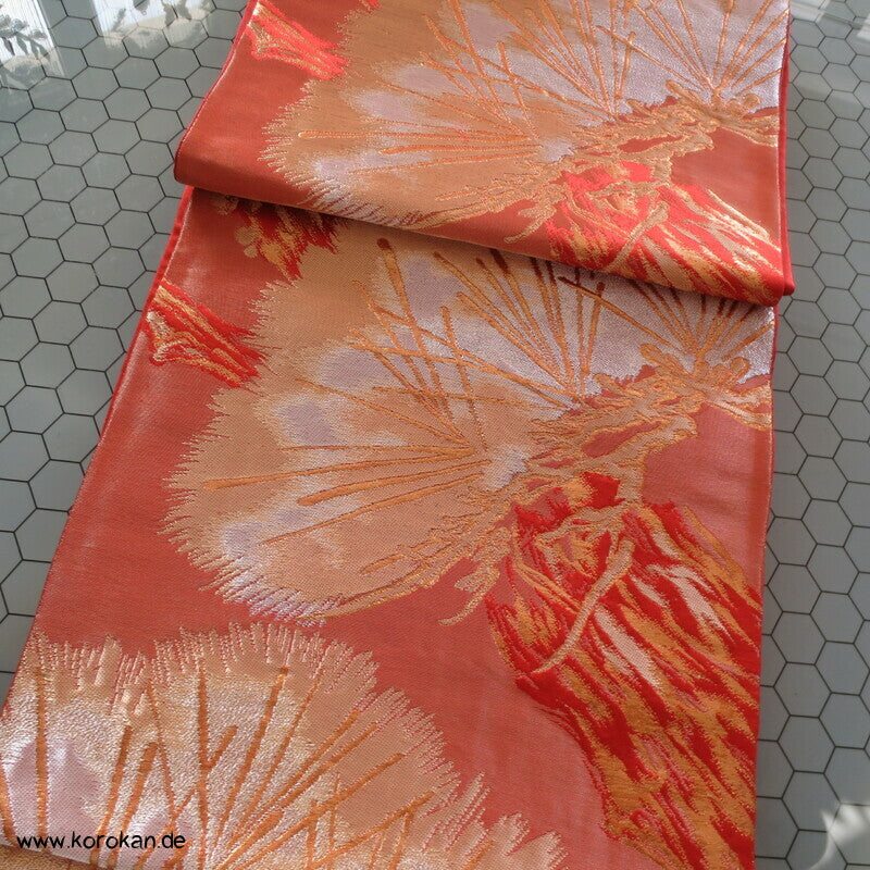 stilisierte Pinien Fukuro Obi Seidenbrokat Kimonogürtel