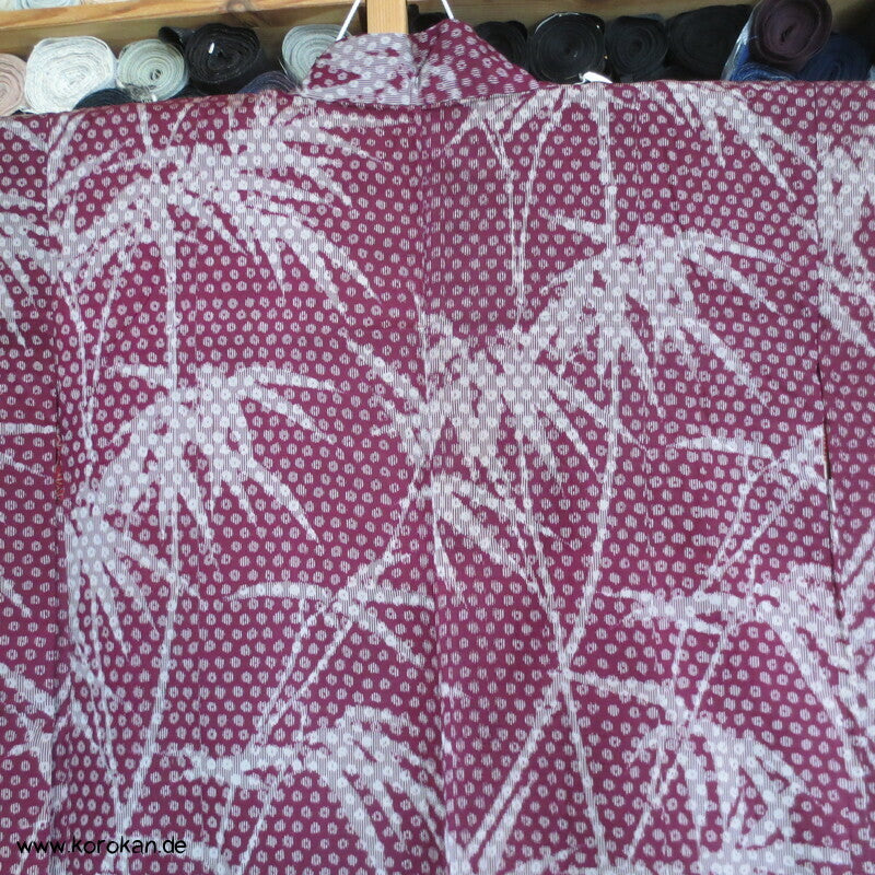Bambus Kasuri, Kranich Futter Haori Kimono Jacke, mit Himo