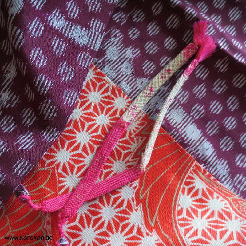 Bambus Kasuri, Kranich Futter Haori Kimono Jacke, mit Himo