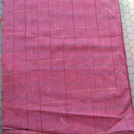 pink, buntes Überkaro handgewebtes Kimono Wollmischgewebe