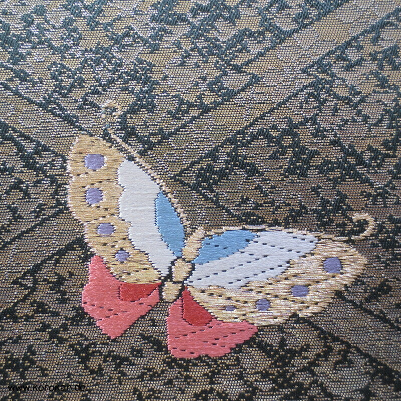 Schmetterlinge auf Matzukawabishi Fukuro Obi Seidenbrokat Kimonogürtel