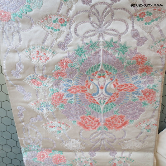 Kranich Kusudama Brokat Fukuro Seidenbrokat Obi Kimonogürtel