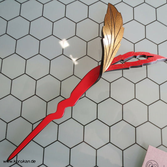 Haarstab Glitzer Twist Zweig gold rot