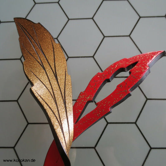 Haarstab Glitzer Twist Zweig gold rot