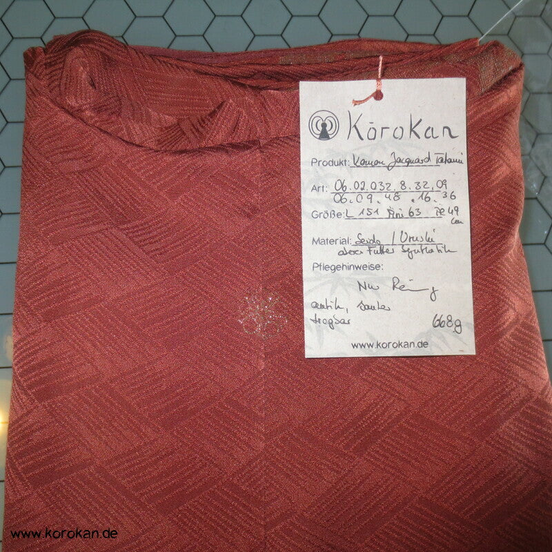 rostbrauner Seiden Jacquard - Higaki mit Blumen Komon Kimono