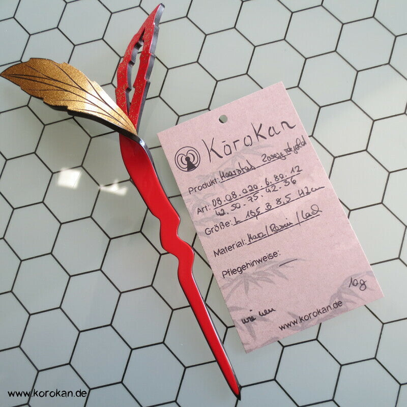 Haarstab Glitzer Twist Zweig gold rot