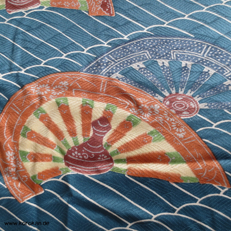 Genji Wasserrad Wellendamast Kimono Seide