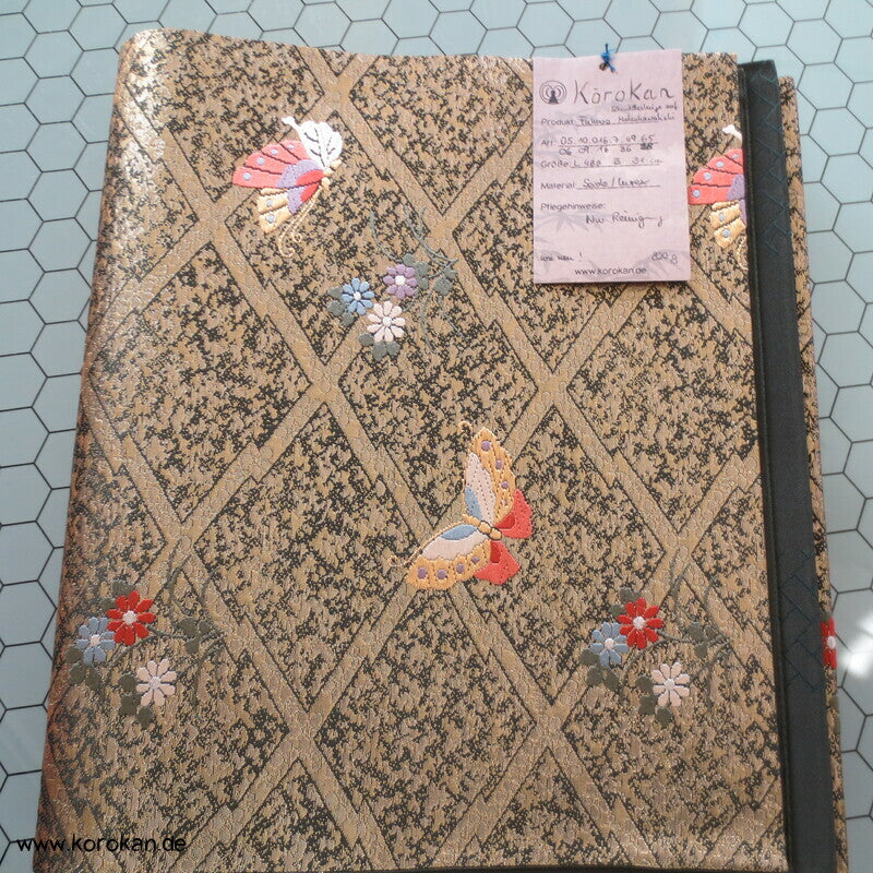 Schmetterlinge auf Matzukawabishi Fukuro Obi Seidenbrokat Kimonogürtel