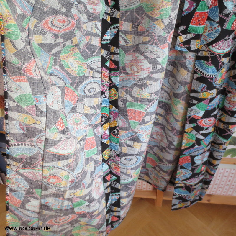 Bangasa Papierschirme Hitoe - ungefütterter Kimono aus Mischgewebe