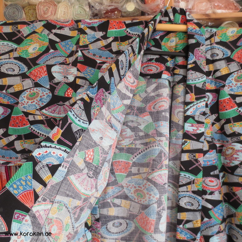 Bangasa Papierschirme Hitoe - ungefütterter Kimono aus Mischgewebe