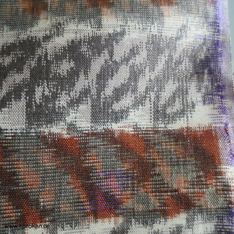 Blüten und Blätterstreifen Meisen Kimono Seide