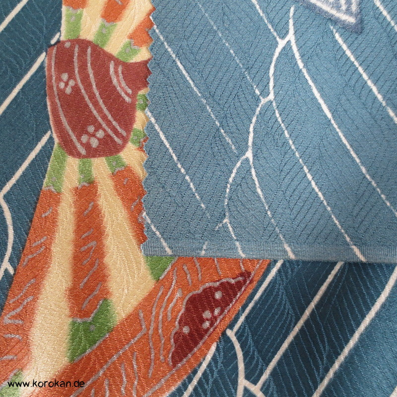 Genji Wasserrad Wellendamast Kimono Seide
