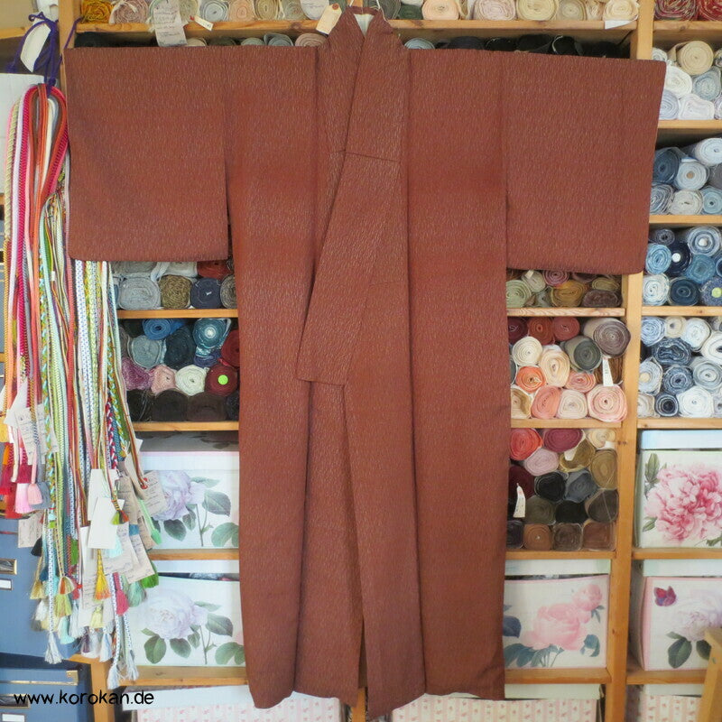 braun - roter Borkenkrepp Iromuji Kimono, antik