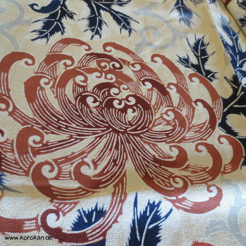 Rangiku Chrysanthemen Komon Kimono dicker Seiden Crepe