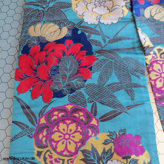 üppige Paeonien Nagoya Obi Seidenbrokat Kimonogürtel