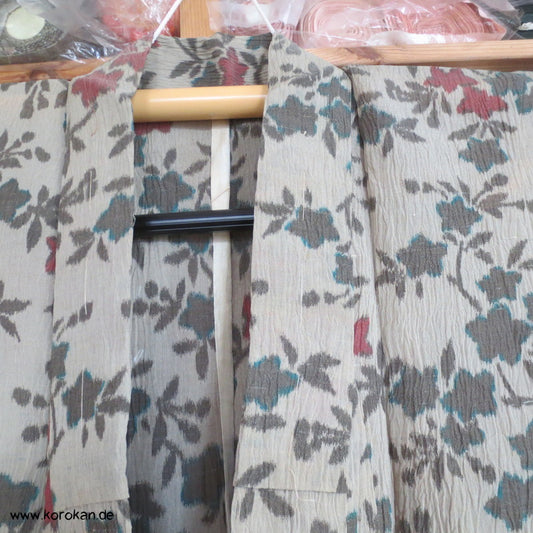 Ballonblumen Kasurimuster Hitoe - ungefütterter Kimono Kreppgewebe