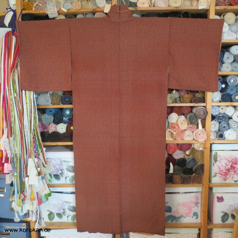 braun - roter Borkenkrepp Iromuji Kimono, antik