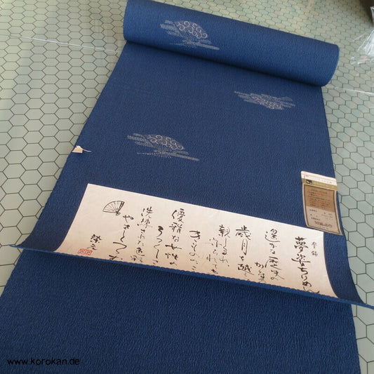 Fächer auf indigoblau Kimono Wollkrepp