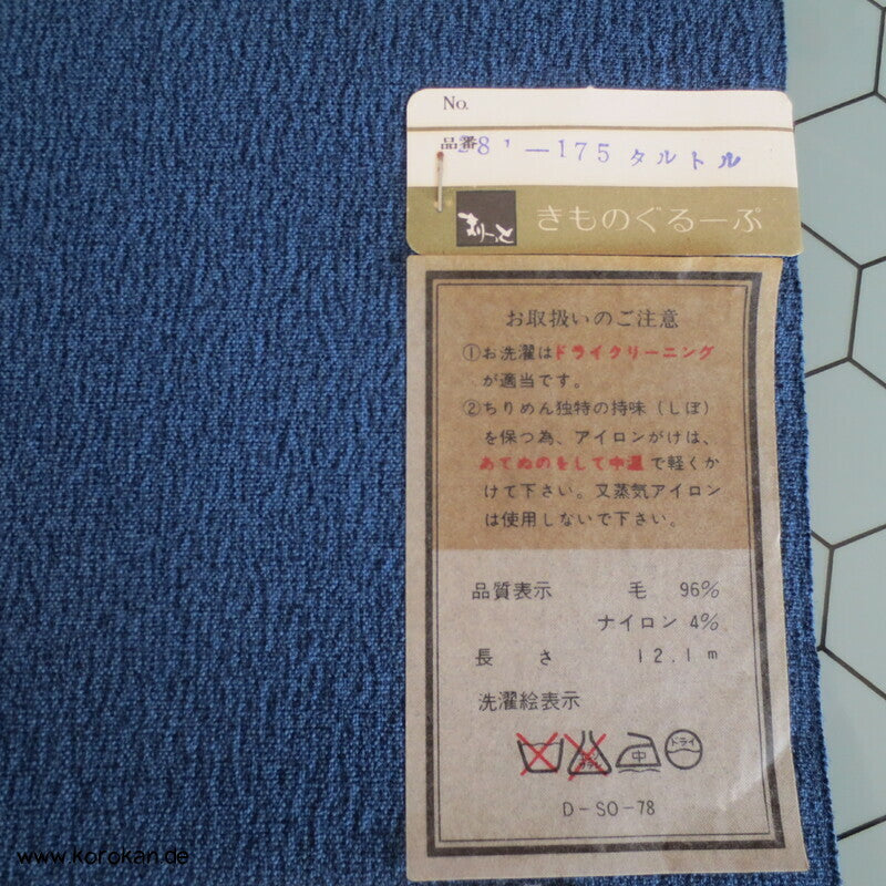 Fächer auf indigoblau Kimono Wollkrepp